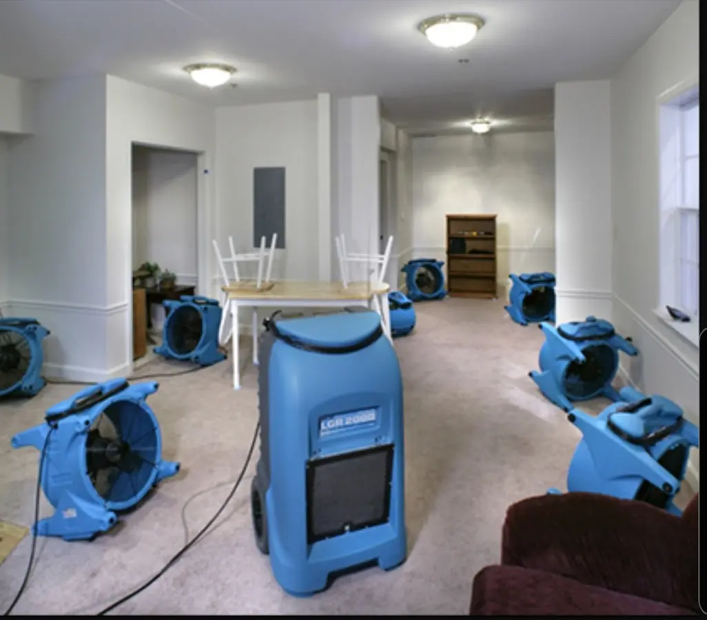 Air movers and dehumidifier setup for Water Extraction & Removal in Chamblee