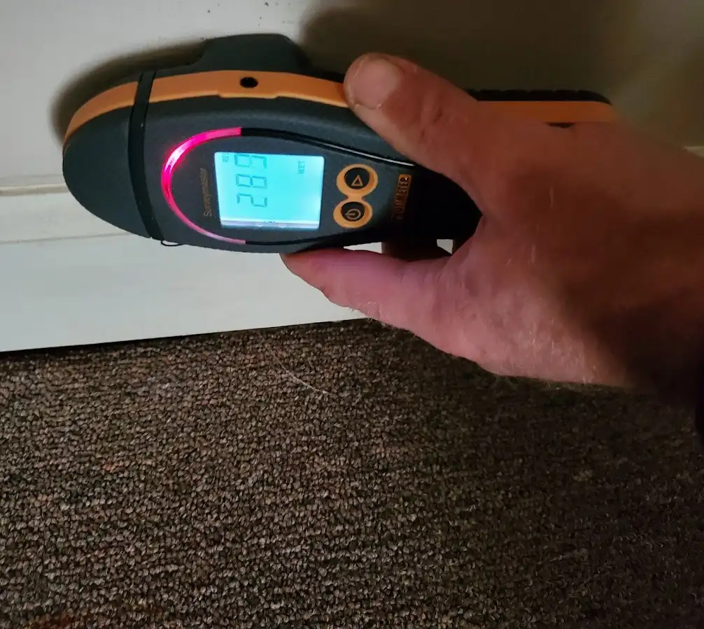 Moisture detection at baseboard during Mold Inspection & Testing in Chamblee